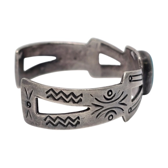 Native American Sterling Silver Turquoise Cut-Out Cuff Bracelet #20839 - Picture 4 of 10